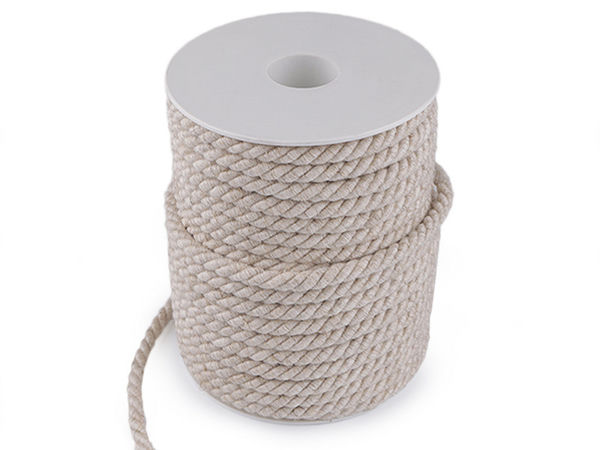 Italian-Made Two-Tone Twisted Cord (6mm, 3-Ply) - Premium Craft String for Macrame, Home Decor, and Fashion Accessories