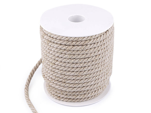 Italian-Made Two-Tone Twisted Cord (6mm, 3-Ply) - Premium Craft String for Macrame, Home Decor, and Fashion Accessories