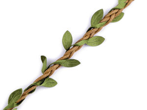 Natural Cotton Braided Ribbon with Leaves (30mm) - Decorative Vine Cord for Floristry, Crafts, and Wreaths