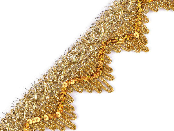 Metallic Sequined Gimp Braid Trim - 40mm Wide Luxury Decorative Trim for Sewing, Costumes & Crafts (13.5m Roll)