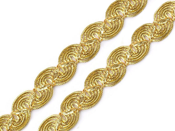 Premium Metallic Scroll Braid Trim - Elegant Ornamental Braided Ribbon for Crafting, Sewing, and Costume Design (13.5m)