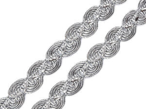 Premium Metallic Scroll Braid Trim - Elegant Ornamental Braided Ribbon for Crafting, Sewing, and Costume Design (13.5m)