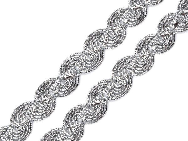 Premium Metallic Scroll Braid Trim - Elegant Ornamental Braided Ribbon for Crafting, Sewing, and Costume Design (13.5m)