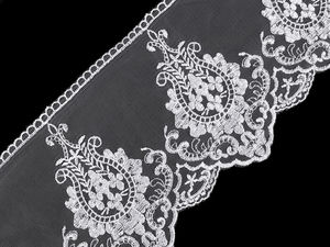 Premium 15cm Embroidered Organza Lace Trim - Elegant Monofilament Braid for Bridal, Prom, and Evening Wear