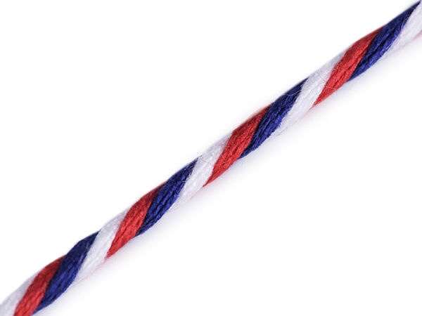 Premium Tricolor Combined Twisted Cord Ø 2mm | Czech and Slovak National Colors String for Document Binding, Crafts, and Gift Wrapping