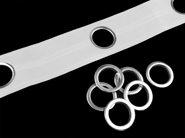Premium White Eyelet Curtain Heading Tape with Snap-On Stainless Metal Grommets (75mm & 80mm)