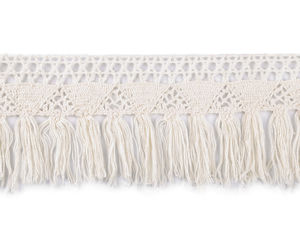Premium Cotton Lace Fringe Trim with Tassels (70mm) - Boho Style Decorative Ribbon for Curtains, Tablecloths, Handbags, and Apparel