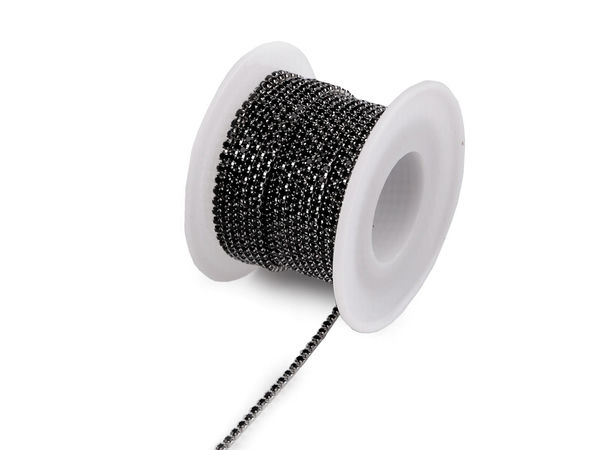 Premium Rhinestone Chain Trim - 2mm Luxurious Bijouterie Cup Chain Border for Sewing, Crafts, and Dressmaking
