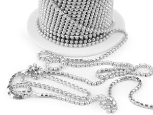 Premium 2mm Pearl Silver Imitation Pearl Chain Trim - Elegant Bead Braid for Dresses, Bridal Wear, and Accessories
