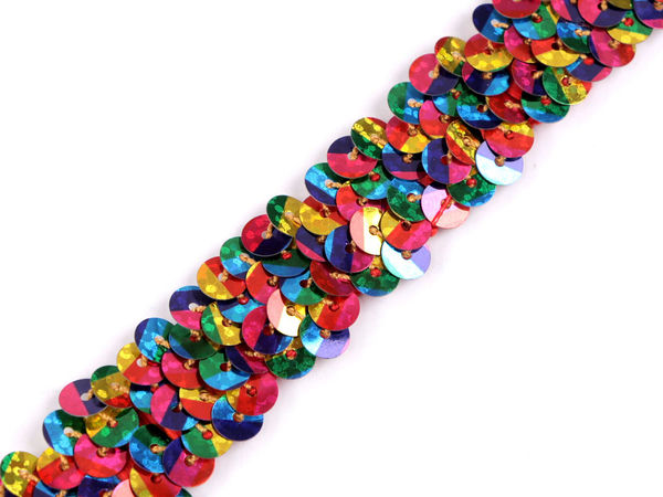 Premium Stretch Sequin Elastic Trimming Braid (20mm) - Metallic Shimmer Ribbon for Dancewear, Headbands & Costume Design