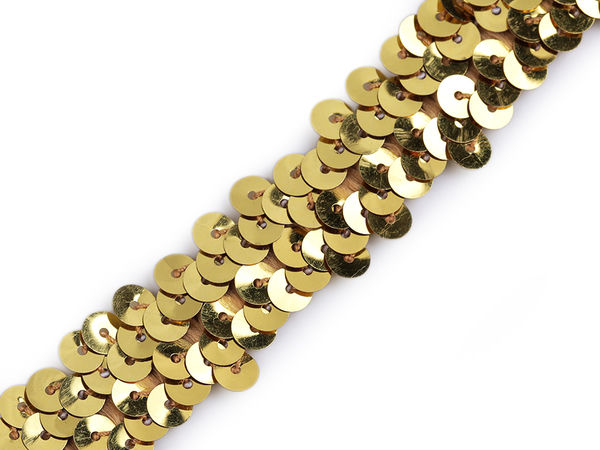 Stretch Sequin Trimming Braid, 20mm Elastic Metallic Trim Ribbon for Costumes, Dressmaking, and Crafts