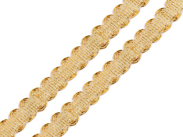 Gold Metallic Gimp Braid Trim - 14mm Premium Sparkling Guipure Trim for Apparel, Costumes & Holiday Crafts