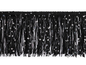 10cm Sequin Fringe Trim | Premium Chainette Tassel Border for Dance, Performance Costumes & Evening Wear