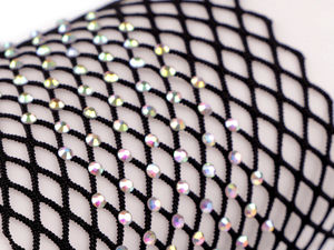 Premium 4-Way Stretch Rhinestone Elastic Mesh Trim (75mm)
