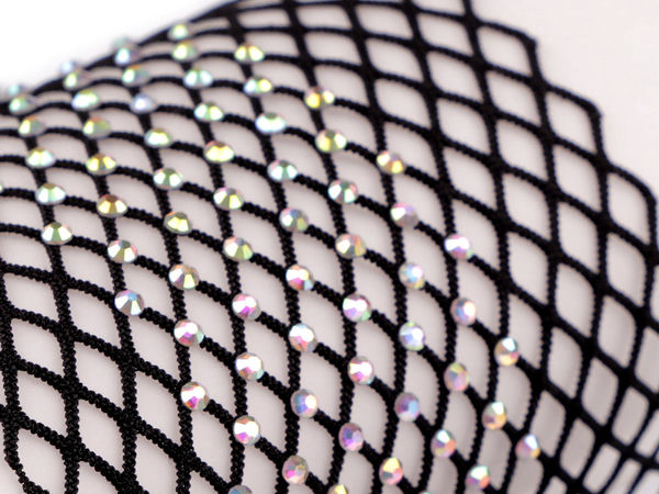 Premium 4-Way Stretch Rhinestone Elastic Mesh Trim (75mm)