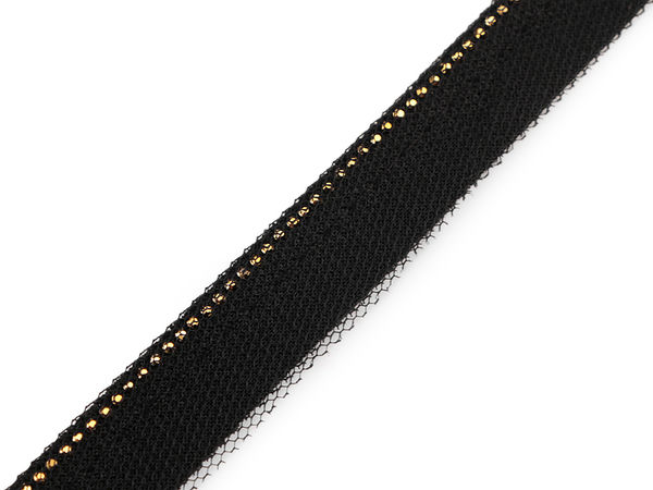 Premium Black Rhinestone & Tulle Insertion Piping Trim - 15mm / 20mm