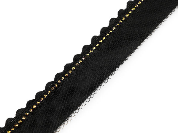 Premium Black Rhinestone & Tulle Insertion Piping Trim - 15mm / 20mm