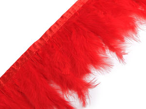 Premium Turkey Feather Trim Braid (9-12 cm Width) with Satin Ribbon Header – Elegant Feather Fringe for Costumes, Dresses, and Crafts