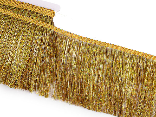Premium Dense Metallic Fringe Trim (15 cm Width) | Shimmering Chainette Fringe for Costumes, Crafts, and Event Decor