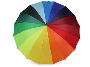 Ladies Premium 16-Panel Auto-Open Stick Umbrella - Rainbow Multicolor