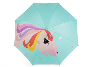 Kids' 3D Unicorn Umbrella - Premium Rain Umbrella with Safety Tips and Personalized Name Tag - Mint