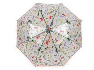 Women's Transparent Auto-Open Stick Umbrella - Meadow Flowers Floral Print