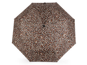 Premium Women's Automatic Folding Umbrella - Compact 8-Rib Rain Umbrella with Leopard Print Case