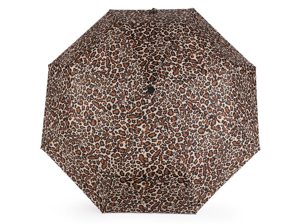 Premium Women's Automatic Folding Umbrella - Compact 8-Rib Rain Umbrella with Leopard Print Case