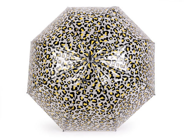 Transparent Leopard Print Auto-Open Stick Umbrella - Wind-Resistant Deep Dome Fashion Umbrella
