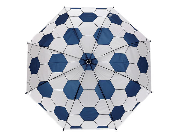 Kids' Soccer Auto-Open Umbrella - Translucent Football Motif Rain Umbrella with Personalized Name Tag Handle