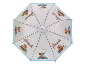 Kids' Auto-Open Translucent Capybara Umbrella with Name Tag Handle