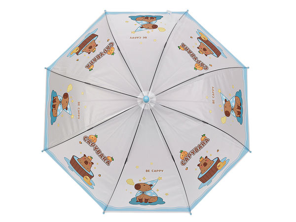 Kids' Auto-Open Translucent Capybara Umbrella with Name Tag Handle