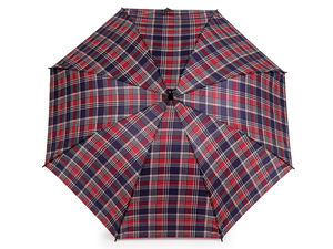 Elegant Checkered Auto-Open Ladies Stick Umbrella - Windproof & UV Protection