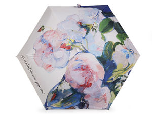 Women's Compact Mini Folding Umbrella with Elegant Floral Print - Lightweight UV Protective Travel Parasol
