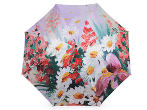 Women's Compact Folding Floral Umbrella - UV Protection 8-Rib Travel Parasol with Matching Cover
