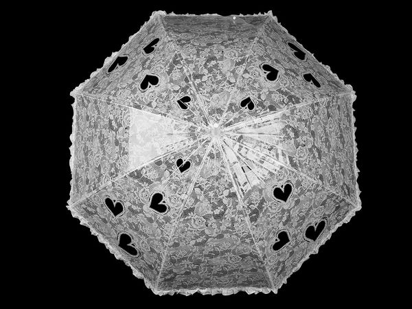 Luxury Transparent Wedding Umbrella with Lace & Heart Detail - Auto-Open Bridal Dome Parasol with Frill Trim, White