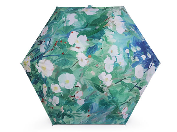 Women's Compact Folding Mini Umbrella with Elegant Floral Motif - Lightweight Travel Parasol with Protective Flat Case