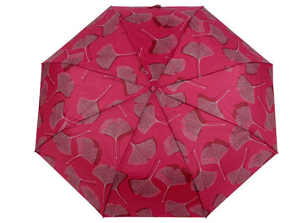 Women's Automatic Folding Umbrella with Ginkgo Leaf Pattern - Windproof, UV Protection Travel Rain & Sun Parasol