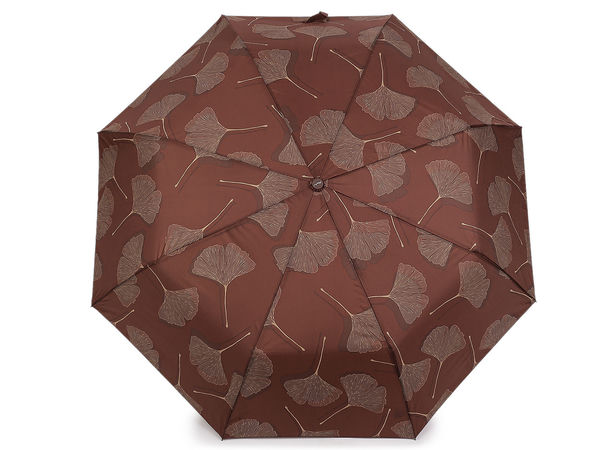 Women's Automatic Folding Umbrella with Ginkgo Leaf Pattern - Windproof, UV Protection Travel Rain & Sun Parasol