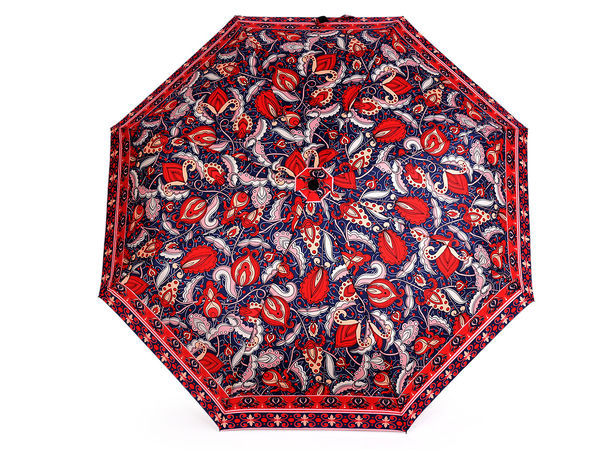 Premium Women's Automatic Folding Umbrella with Elegant Paisley Pattern – Compact 8-Rib Windproof Rain Umbrella