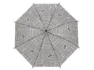 Premium Women's Auto-Open Newspaper Print Stick Umbrella - Translucent Vintage Dome Windproof Rain Canopy