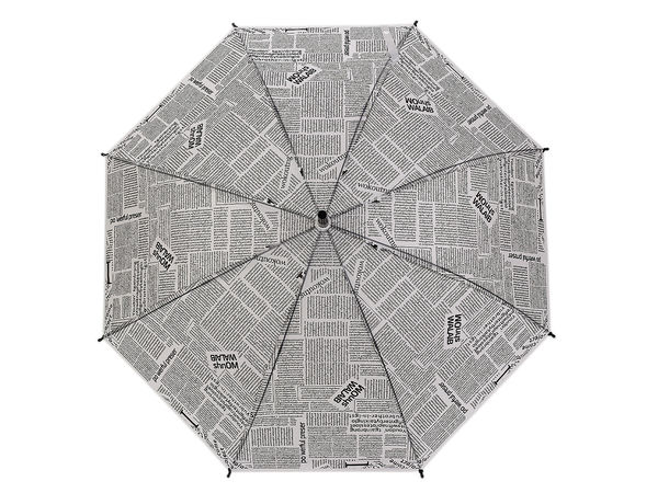 Premium Women's Auto-Open Newspaper Print Stick Umbrella - Translucent Vintage Dome Windproof Rain Canopy