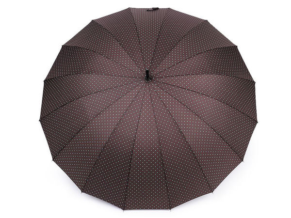 Ladies' Luxury 16-Panel Auto-Open Stick Umbrella | Elegant Windproof Rain Umbrella with Two-Tone Polka Dots