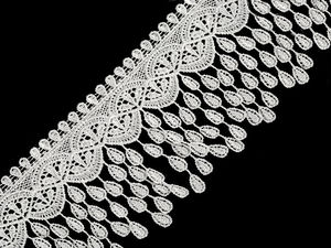Premium Guipure Lace Trim with Tassel Fringe - 80mm Wide Decorative Border for Apparel, Bridal & Home Decor
