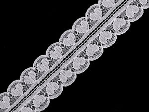 Premium Heart Motif Polyamide Lace Trim (30mm) - Elegant Off-White Insert Ribbon for Bridal, Apparel, and Craft Projects