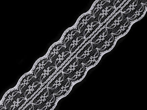 Premium White Polyamide Lace Trim - 42mm Wide Symmetrical Insertion Lace with Wavy Edges for Bridal, Apparel, and Crafts