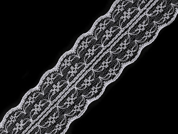 Premium White Polyamide Lace Trim - 42mm Wide Symmetrical Insertion Lace with Wavy Edges for Bridal, Apparel, and Crafts