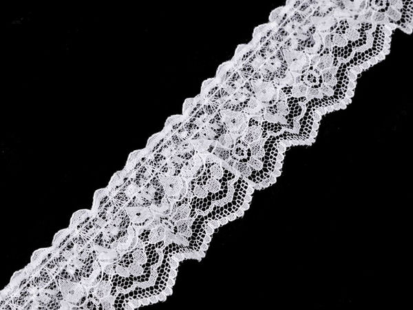 Elegant 40mm Double Lace Ruffle Trim - Premium Gathered Decorative Ribbon (White)