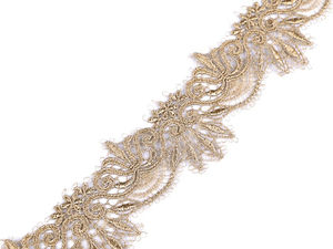 Premium Metallic Gold Lace Trim with Lurex Glitter Braid (64mm)