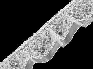 Premium Double-Layer Lace Ruffle Trimming - 40mm Organza & Lace Layered Frill Ribbon for Dressmaking, Bridal Wear, and Crafts